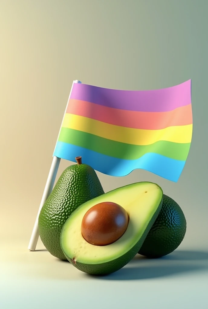 Image of avocado and the bisexual flag 