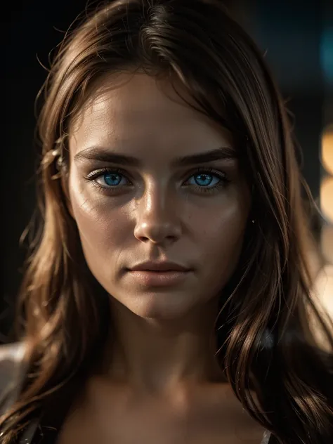 1girl, looking at viewer, long hair, blue eyes, backlighting, lens flare, (best quality,4k,8k,highres,masterpiece:1.2),ultra-detailed,(realistic,photorealistic,photo-realistic:1.37),award winning, super detailed, textured skin, UHD, white hair, hair over o...