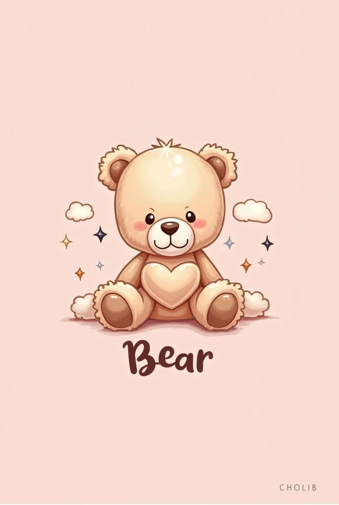 A logo with the title Teddy bear with a soft pink background and with a theme of very cute stuffed animals
