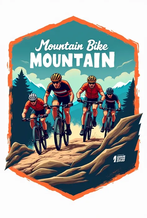 logo for a mountain bike race held in the city with at least 4 participants reaching the final stretch of the race, above it says mountain bike and below it says servers&#39; cup 
