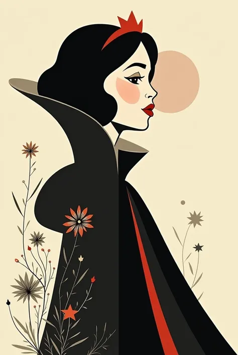 Drawing of snow white in the style of Saul bass in the style of stijil