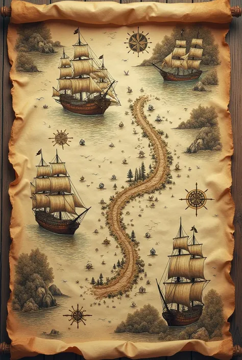 pirate map with two animated paths