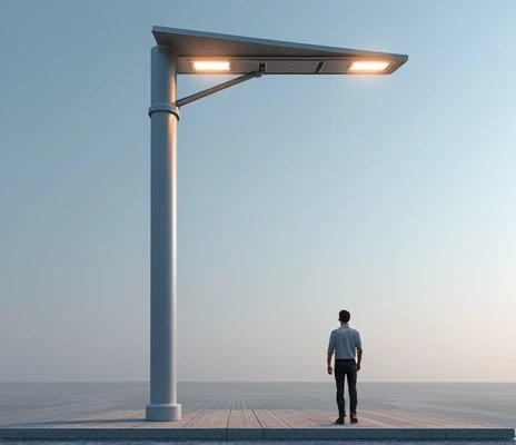 Modern Solar Powered Street Light Project with Seismic Detection Total Height: 6.75 meters (of which 3 meters will be above the surface).
Base diameter: 0.2 meters.
head: An elongated bar,modern and slightly inclined, Located at the top of the pole contain...