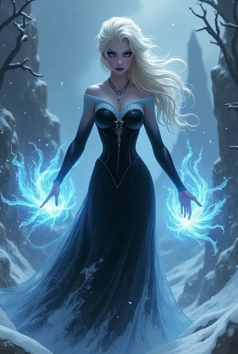 Evil elsa in black skirt 
