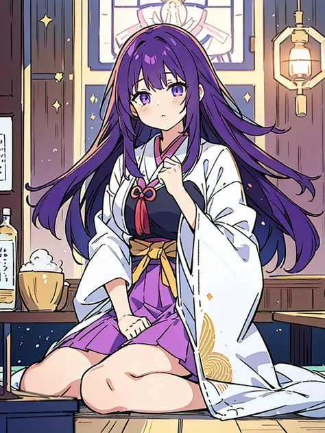 1 Girl, Long midnight purple hair, Golden light eyes, Sitting in the classroom, White modern school, Japanese cartoons