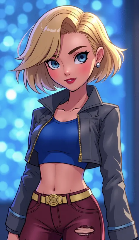 (Close up), ((Kara from DC Super Hero Girls 2019)), short blonde hair, Kara is an attractive, fair-skinned teenage Kryptonian with a muscular-yet-curvaceous figure, and short blonde hair with paler-colored streaks, cut into a messily  -styled bob cut with ...