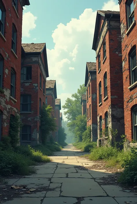 A book cover showing a crappy college campus in disrepair. The buildings are brick