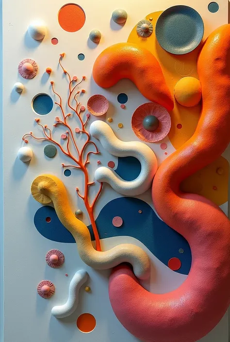 Help me generate an abstract half-relief installation in the style of Chu Teh-Chun made of spatholobi