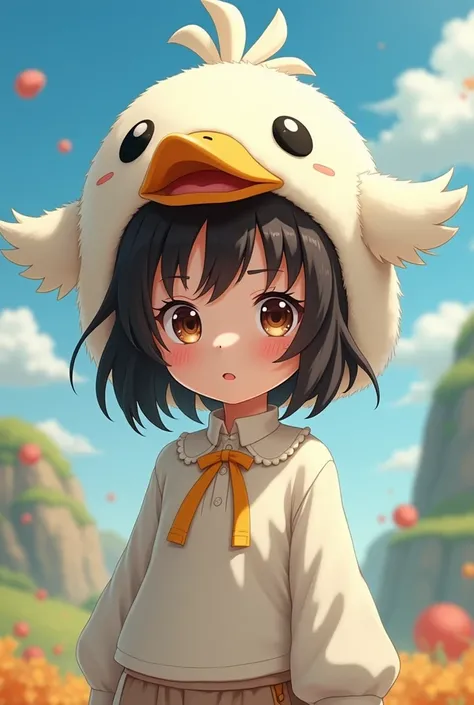 Anime human cartoon with goose cap