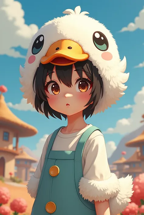 Anime human cartoon with goose cap