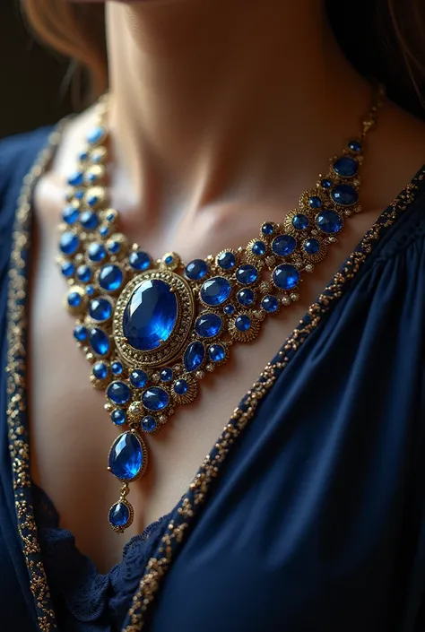 A beautiful necklace with sapphires in the style of an ancient noble era 