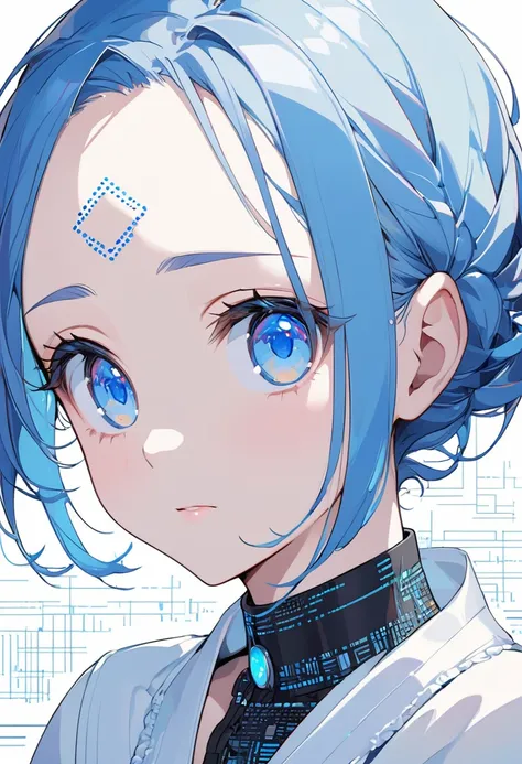 ((ASCII Art)) (forehead blue hair cute girl) (cute blue eyes).