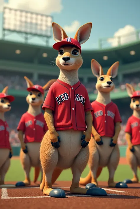 Kangaroos in Boston Red Sox uniform 