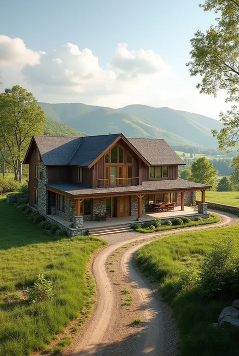 a newly built house in the countryside