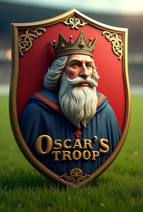 Create a soccer shield and have it represented by the king and below it comes the word Oscar&#39;s troop