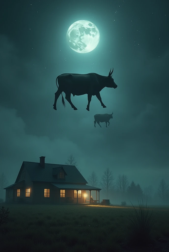 (best quality,4k,8k,highres,masterpiece:1.2),ultra-detailed,(realistic,photorealistic,photo-realistic:1.37),alien abduction of cattle,rural landscape,farmhouse,night sky,full moon,strange phenomena,extraterrestrial,dramatic lighting,cinematic,moody,atmosph...