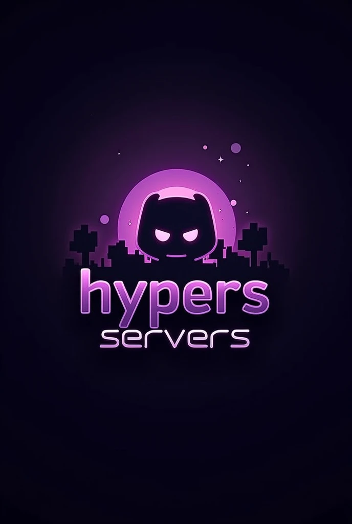 A logo for server discord with one text write "Hypers Servers". The server is above game, minecraft. The logo has dark colors, like purple