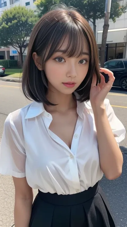 Sunburn marks on tanned skin、Various hair colors、Slap in the face、Bangs between the eyes、A strong wind blows my hair in front of my face、Beautiful big bright eyes, Cute eyes hidden by long bangs、Yawning、Reduces the appearance of nasolabial folds、Short Micr...