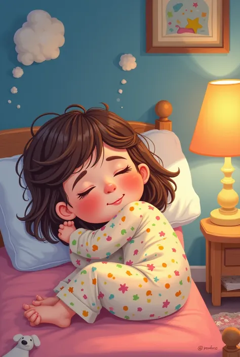 Cartoon Girl Wearing Pajamas With Name Lizz Sleeping 