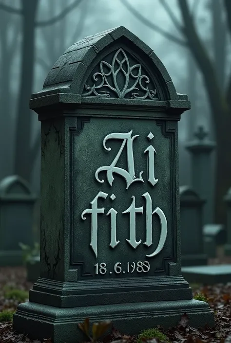 the tombstone uses gothic letters, the name "adi filth 18.06.1980"