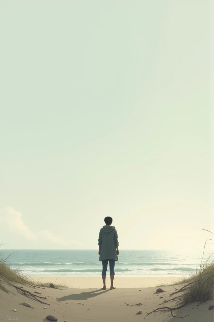 A person standing alone on a beach, looking out at the horizon.