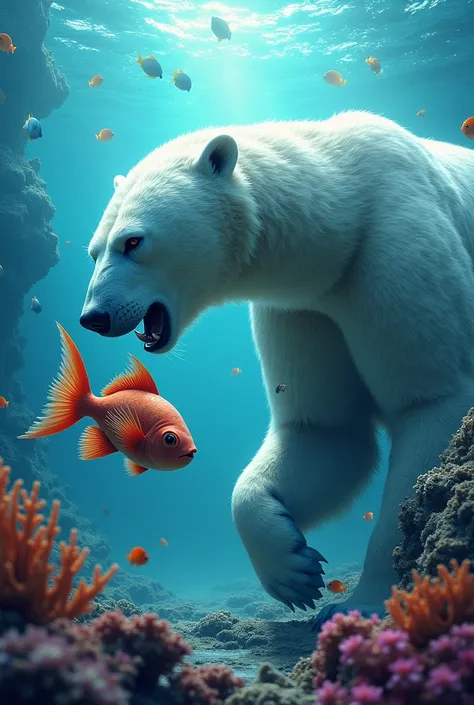 A polar bear vs a triggerfish