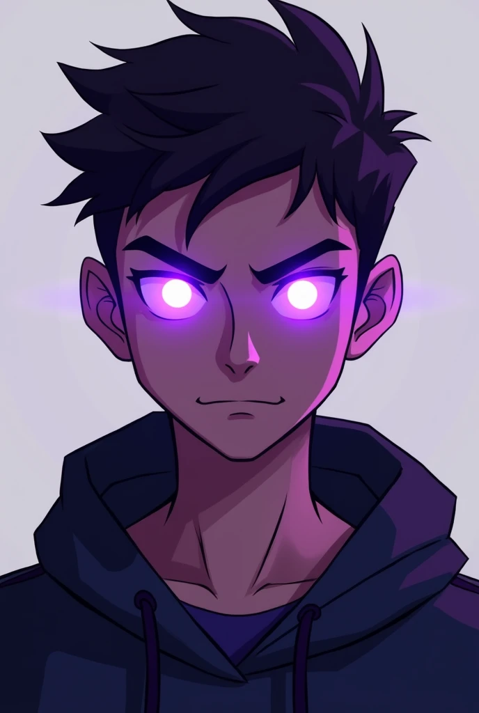 Create a profile picture for my Twitch channel With eyes glowing purple With less detail More simple I&#39;m a male gamer
