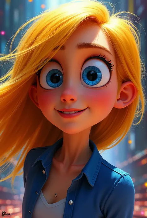 create an image of the character joy from the movie intensely
