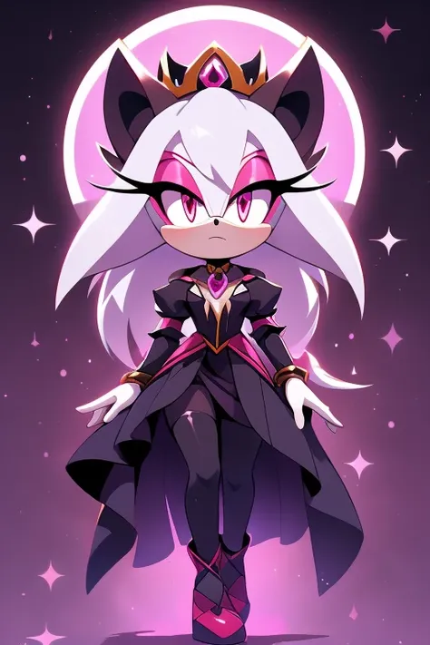 Female character,whole body,legs,hands.pale skin appearance,pink eyes,Hair,attractive vampire princess clothing style,inspired by the style used in the idw sonic friends universe .
