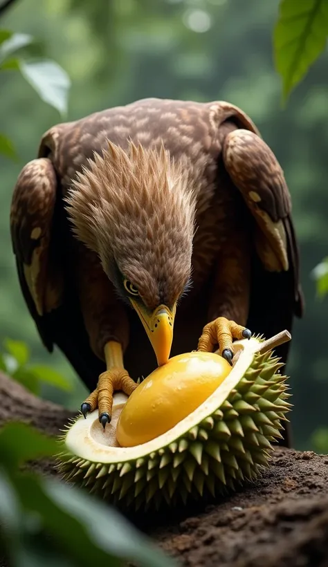 eagle eating durian,2K resolution