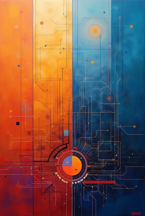 Make me a painting about computer engineering or computer engineering related. abstract, simple, easy to paint