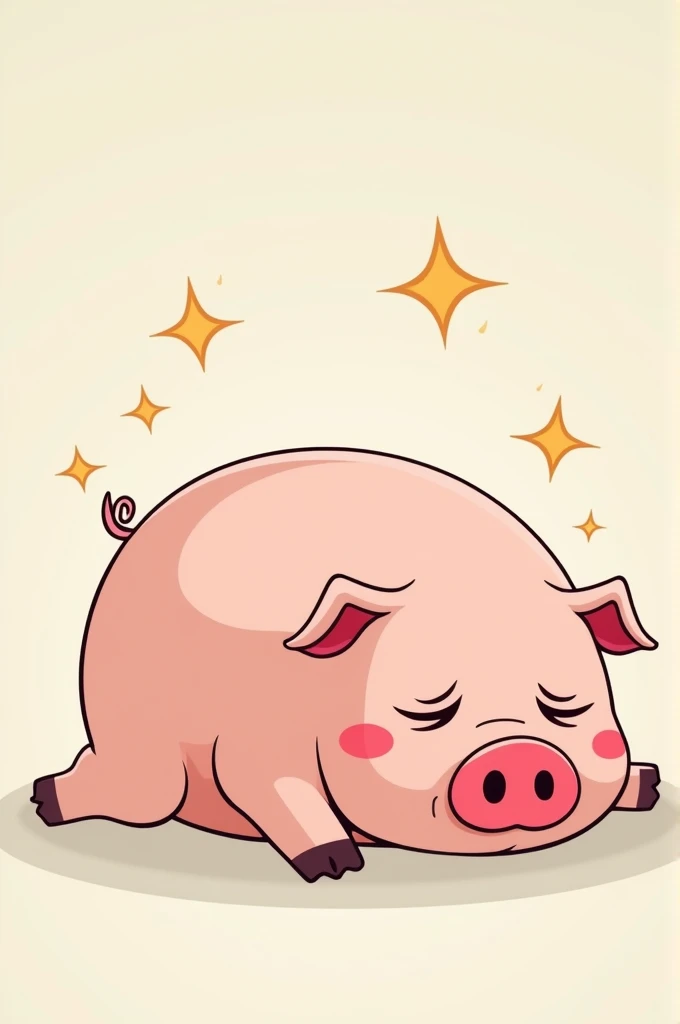 Unconscious pig cartoon 