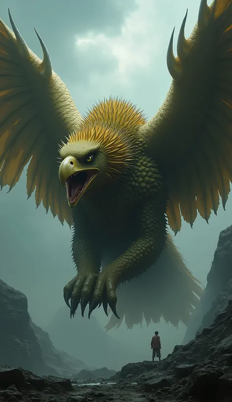 combine eagle with durian skin, epic and scary looking