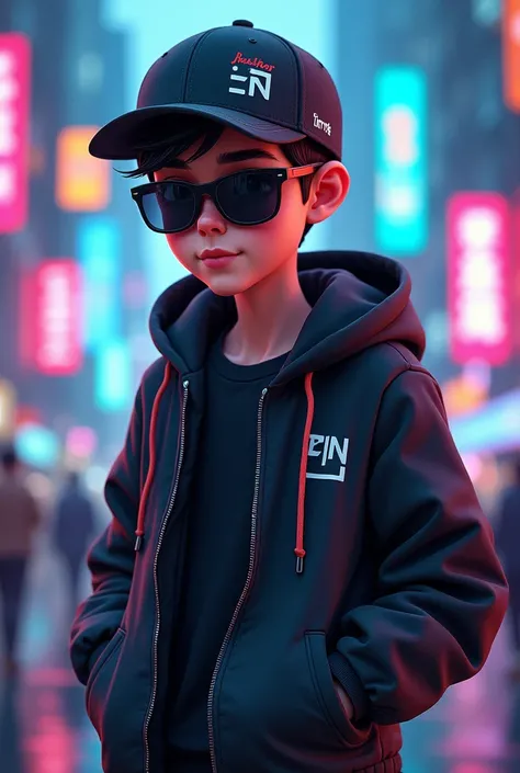 Animation charecter  for boys with sunglasses hacker with jacket cap


