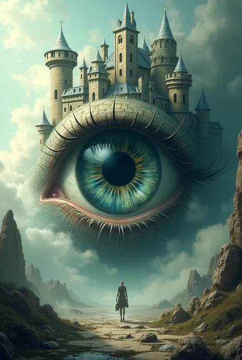 an eye in the shape of a castle