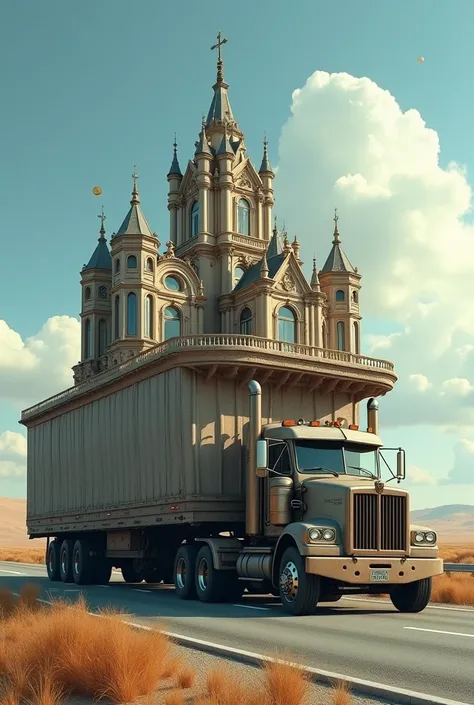 Trucker&#39;s truck with a mansion on top 