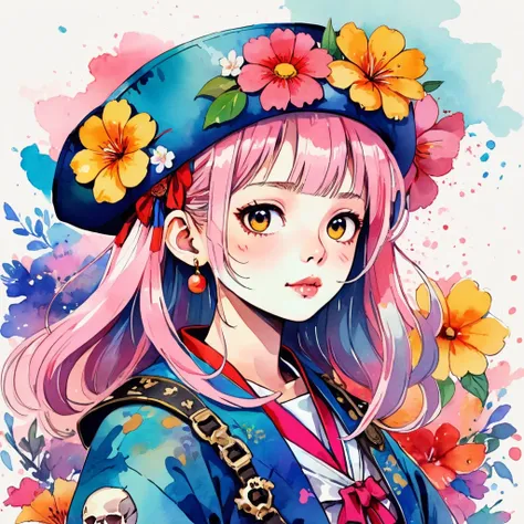 Momoko Sakura style、8K Quality、Intense watercolor, Detailed watercolor art, Watercolor splash, Surreal, avant-garde pop art, Beautiful and expressive paintings, Beautiful artwork illustration, Very colorful tones, wonderful, Cool beauty, highest quality、Of...