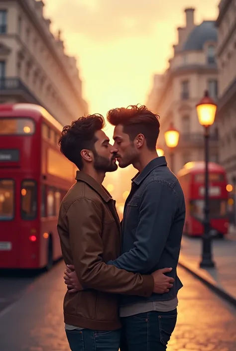 cute London Gay couple kissing each other 
