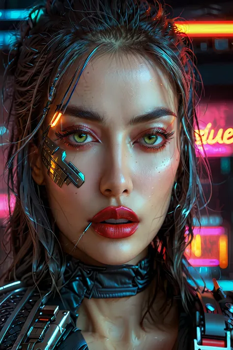 cyberpunk woman with katanas, beautiful detailed eyes, beautiful detailed lips, extremely detailed face, long eyelashes, futuris...