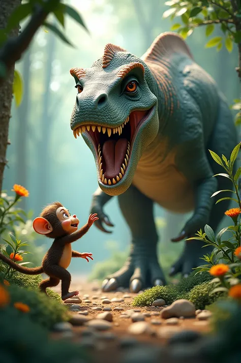 Monkey and dinosaur 