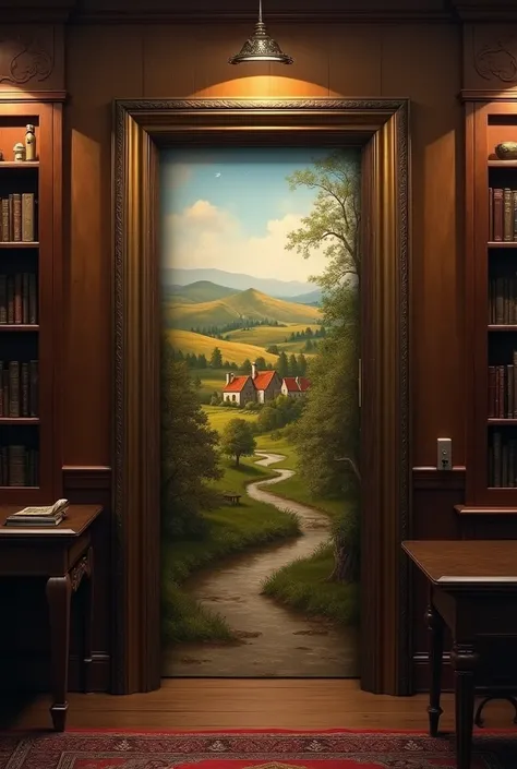 hidden door behind a painting