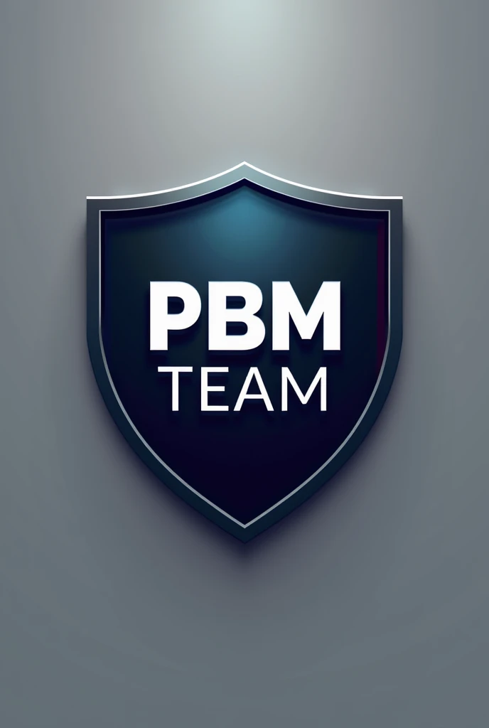 Create a shield-shaped logo with the words PBM team 