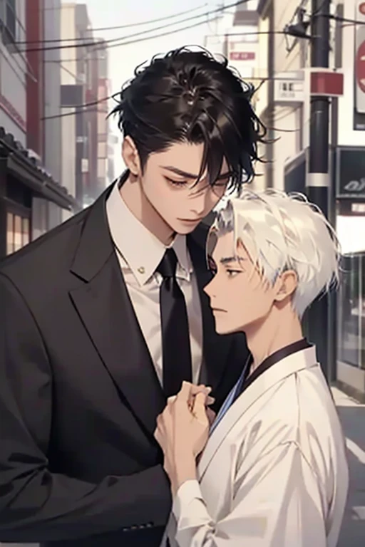 Two Japanese men in suits　youth　tie　Around town　Handsome　