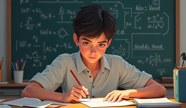 A 2d  teenage boy loves math.
