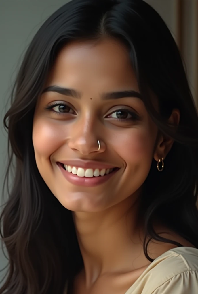 Indian girl age of 30 with innocent smile 