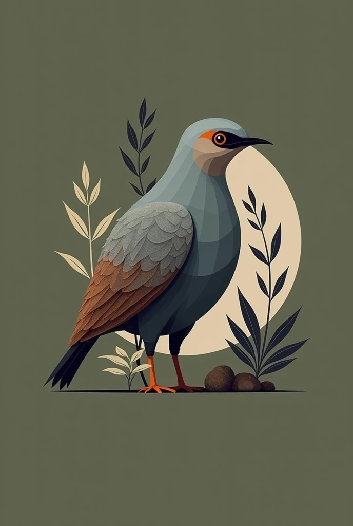 "Draw a Uru-capoeira bird, inspired by the minimalist Scandinavian style. Use simple and geometric shapes to represent the birds body, with abstract details for the feathers. The colors should be soft, such as light blue, gray, and light brown, with a few ...