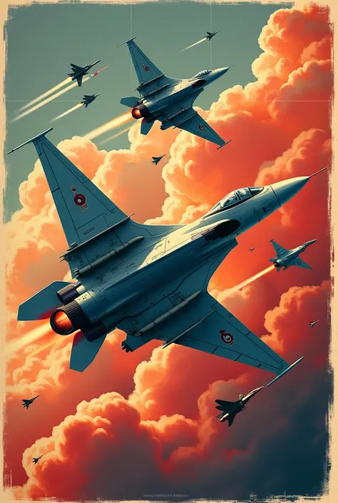 Jets poster artwork with fighting theme with no sky but more woth poster types for t shirts design