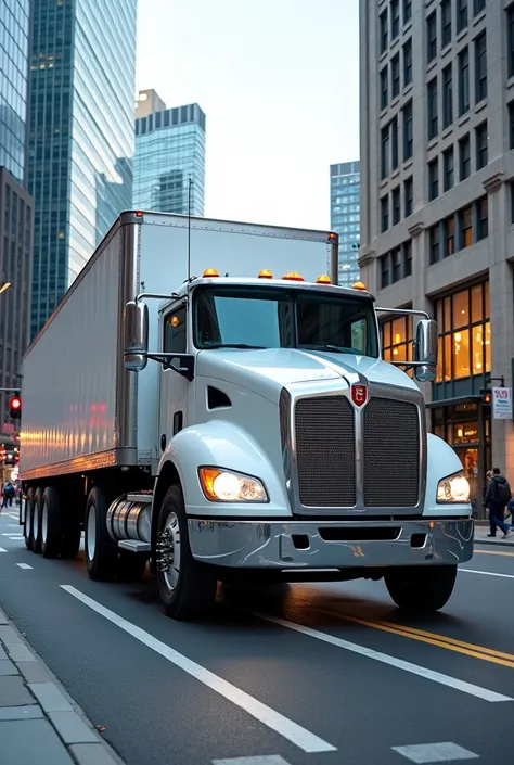 Long truck in canada white colour downtown