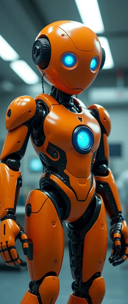 robot，(humanoid:1.3)，(robot:1.3)，(Full Body Photo:1.3)，Humanoid robot，A Familiar Face，masterpiece，Best Quality，High resolution，(((Photorealistic)))，RaW写真，Ray Tracing，Physically Based Rendering，Artificial Intelligence，(a.I.:1.4)，(((Deep orange body:1.2)))，(...