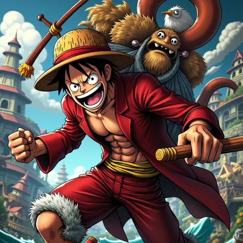 I made this image in the style of the One Piece manga.